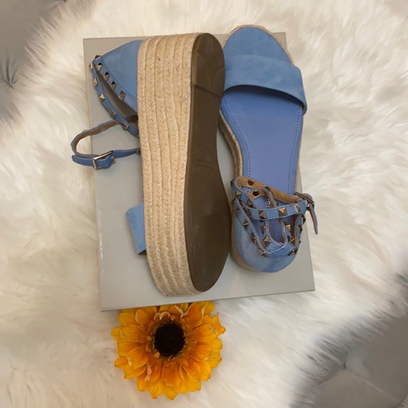 😍PRICE FIRM NEW! Marc Fisher Blue Studded Jazlyn Espadrille Platform Sandal - Picture 4 of 4